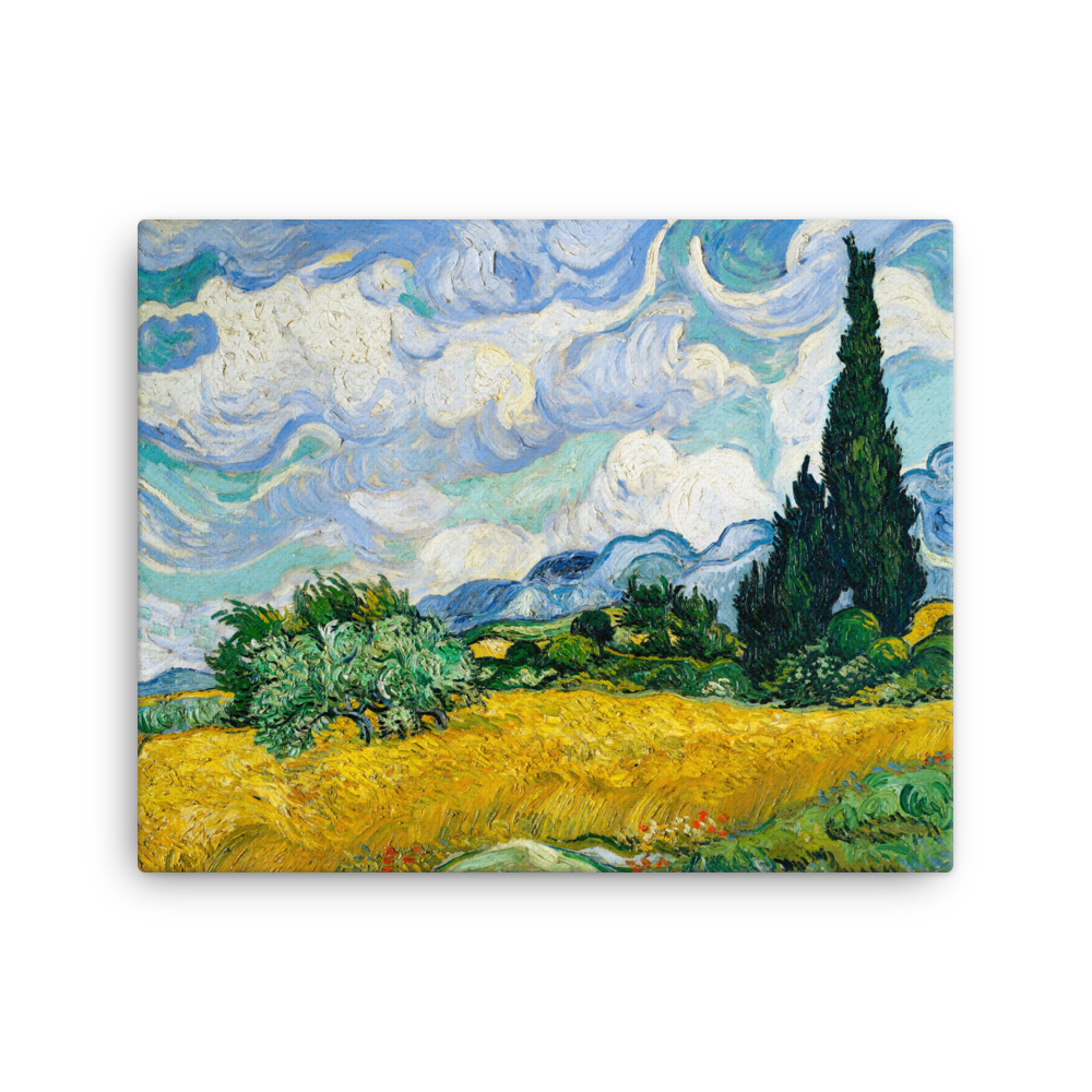 Canvas of Wheat Field with Cypresses (1889) by Vincent Van Gogh.