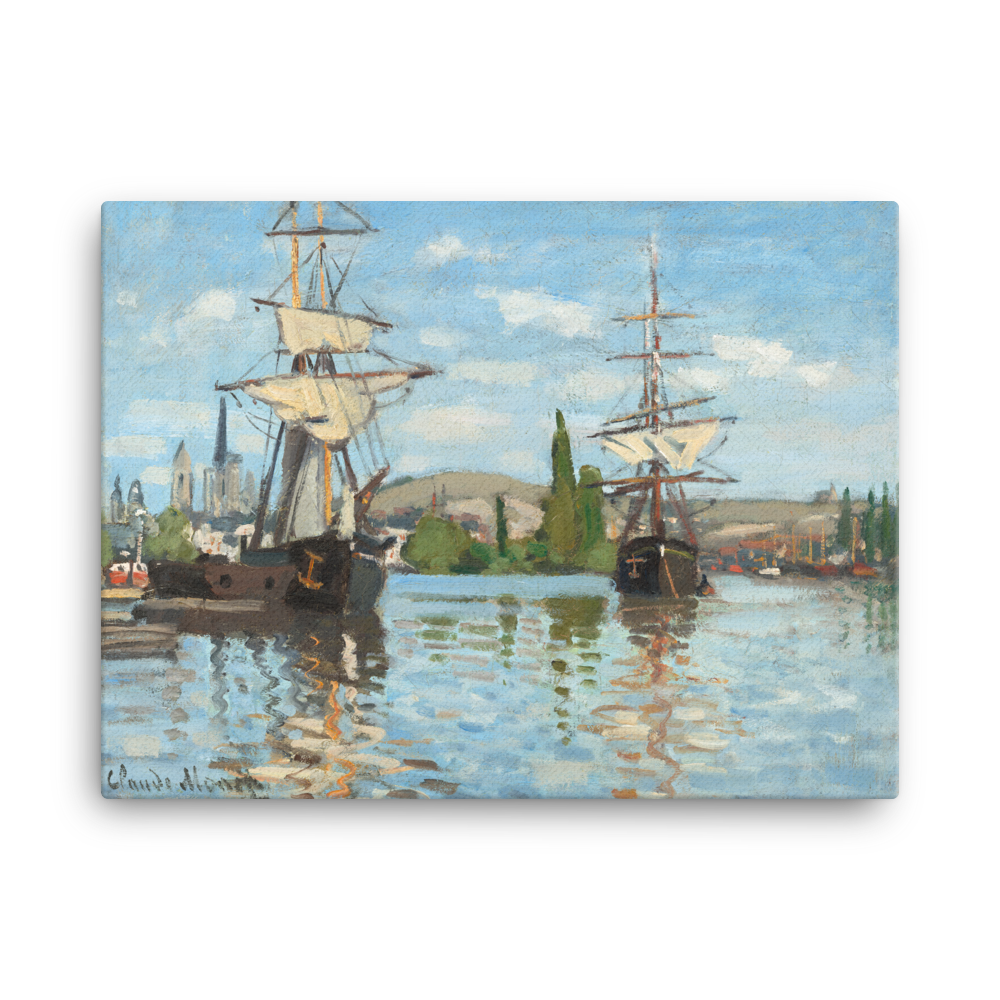 Canvas Print of Ships Riding on the Seine at Rouen (1872–1873) by Claude Monet.