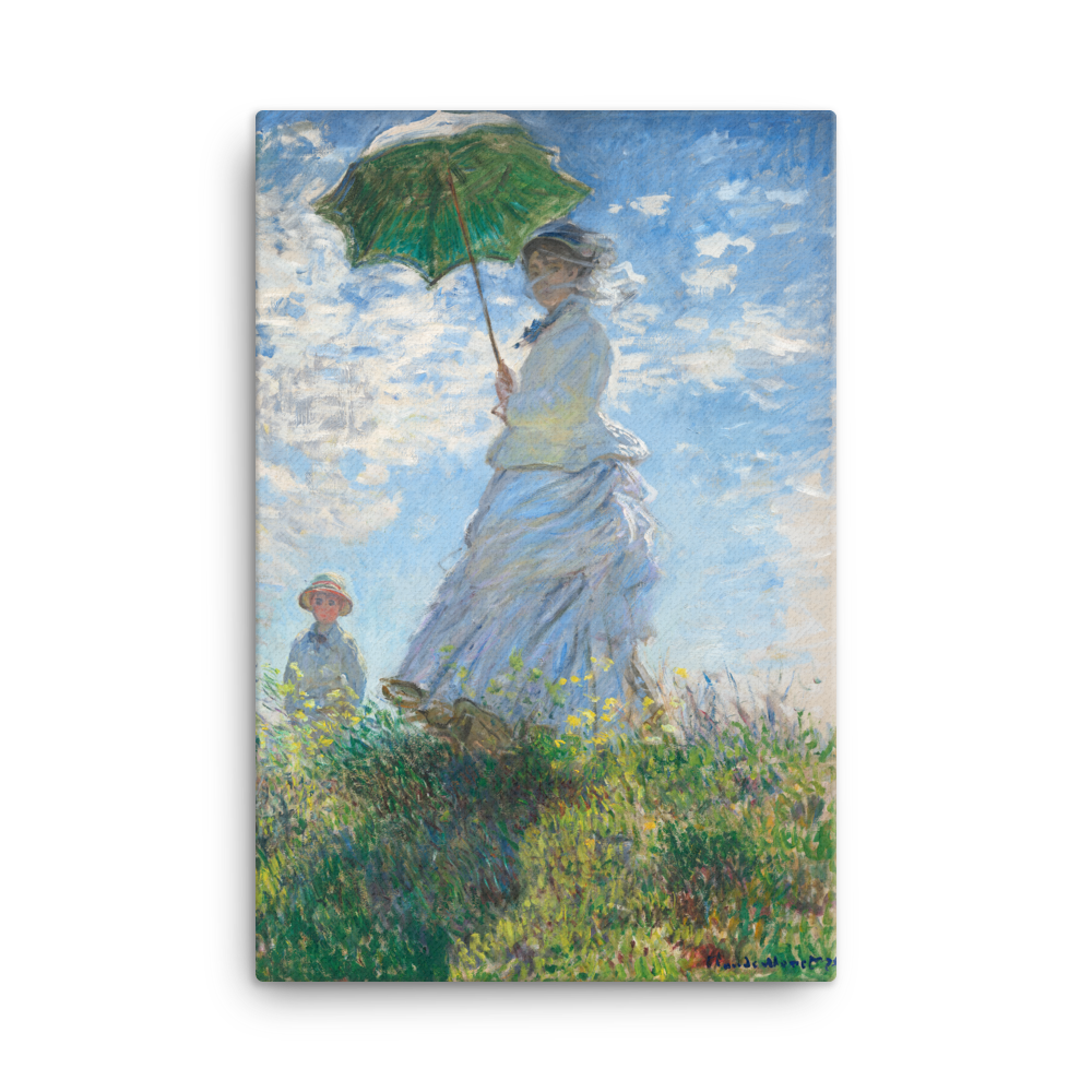 Canvas Print of Woman with a Parasol - Madame Monet and Her Son (1875) by Claude Monet.