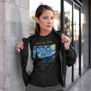 Unisex Art T-Shirt of The Starry Night (1889) by Vincent Van Gogh.