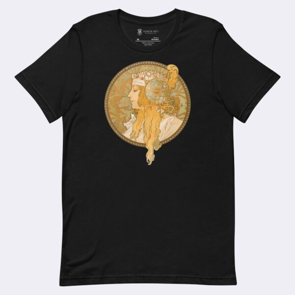 Art Nouveau T-Shirt of Têtes Byzantines (Blonde) (1897) by Alphonse Mucha, Premium Unisex