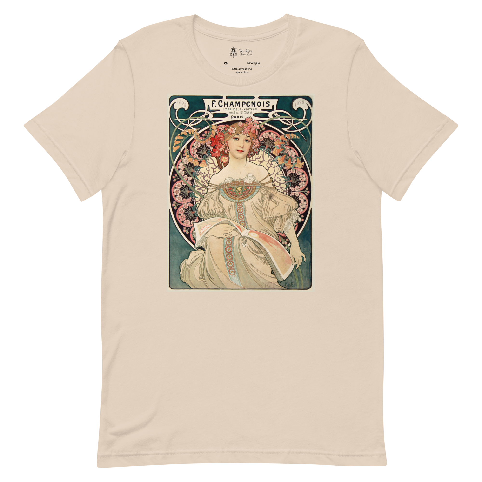 Premium Unisex Art T-Shirt of F. Champenois (1898) by Alphonse Mucha.