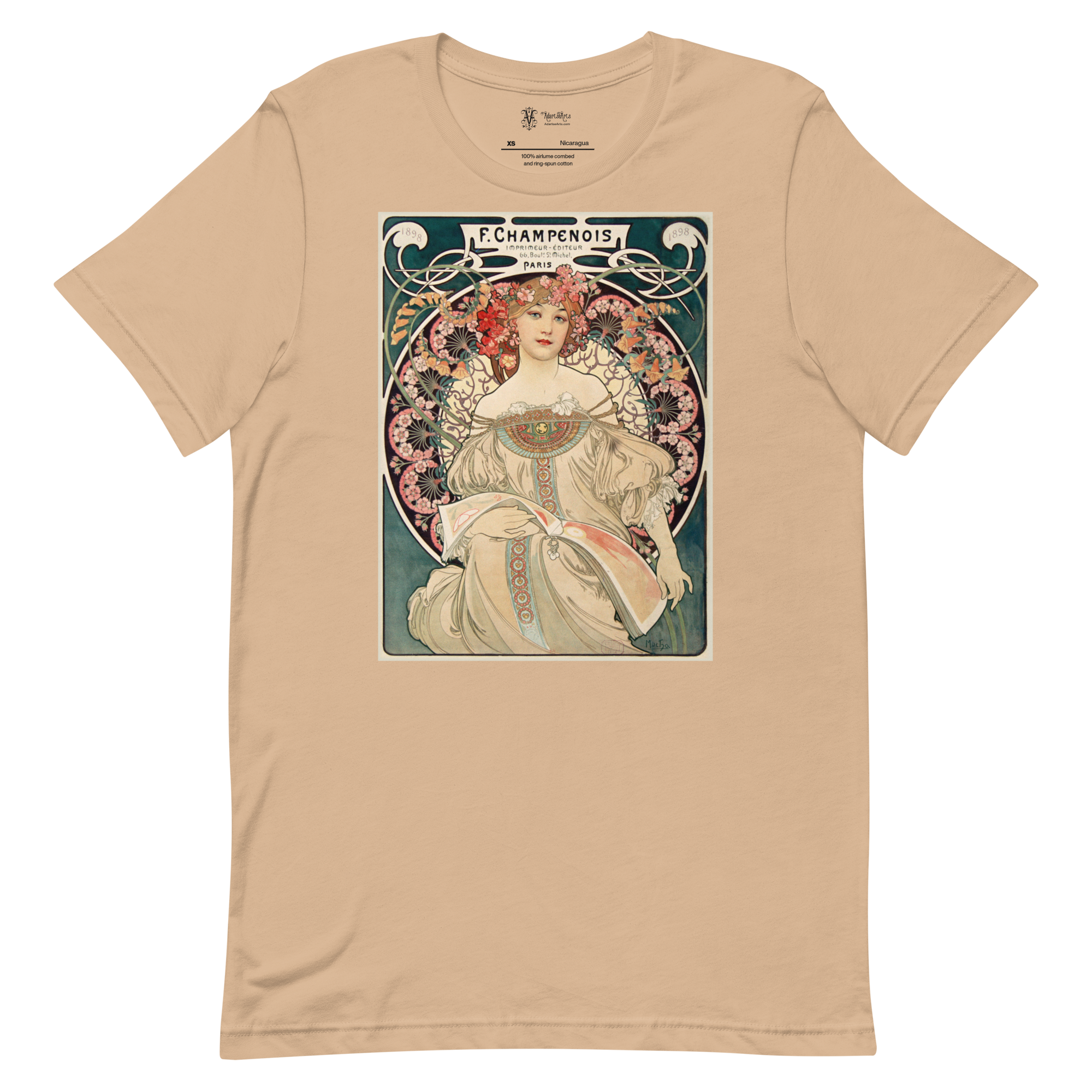 Premium Unisex Art T-Shirt of F. Champenois (1898) by Alphonse Mucha.