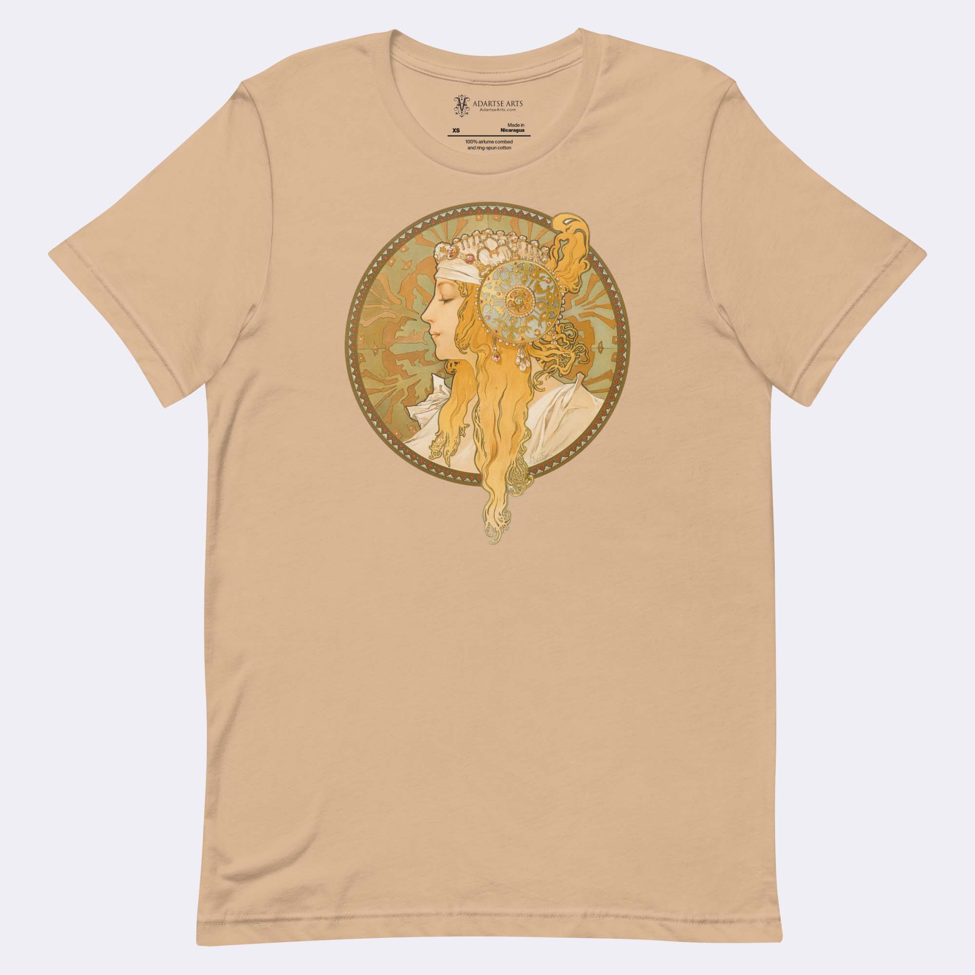 Art Nouveau T-Shirt of Têtes Byzantines (Blonde) (1897) by Alphonse Mucha, Premium Unisex