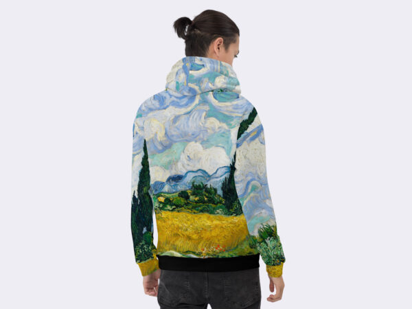 Unisex Hoodie of Wheat Field with Cypresses (1889) by Vincent Van Gogh.