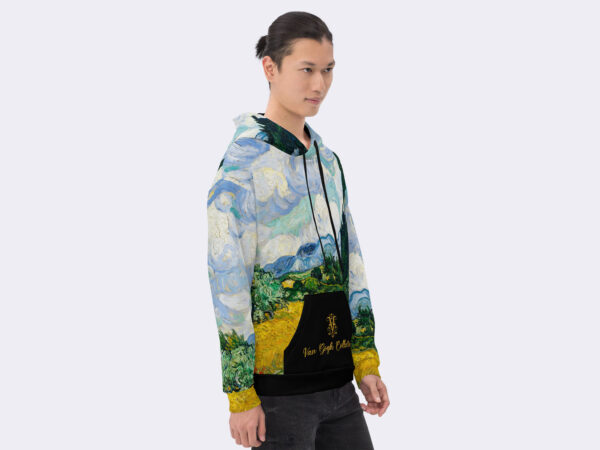 Unisex Hoodie of Wheat Field with Cypresses (1889) by Vincent Van Gogh.