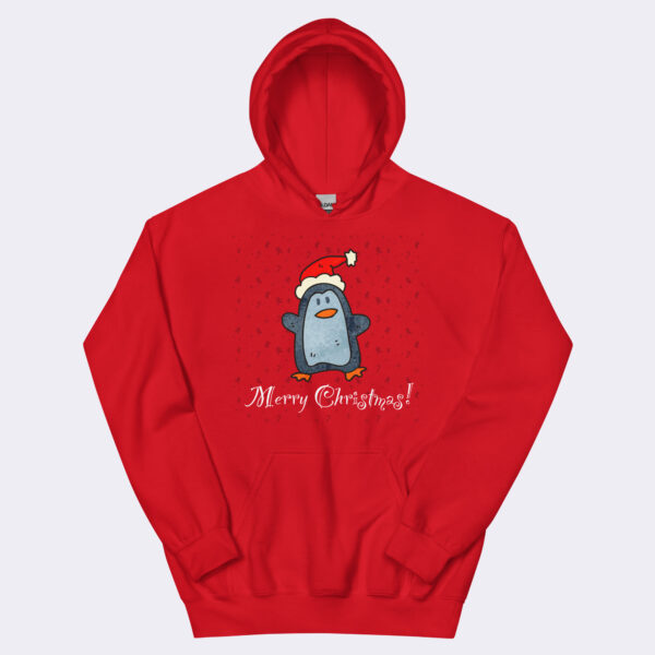 Merry Christmas Penguin Unisex Minimalist Art Hoodie by Adartse Arts.