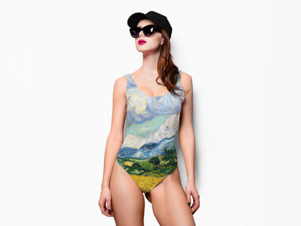 One-Piece Swimsuit of Wheat Field with Cypresses (1889) by Vincent Van Gogh.