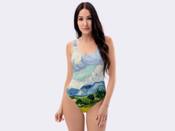 One-Piece Swimsuit of Wheat Field with Cypresses (1889) by Vincent Van Gogh.