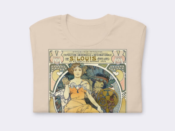 Premium Unisex Art T-Shirt of 1904 World's Fair (Exposition Universelle & Internationale De St. Louis) by Alphonse Mucha.