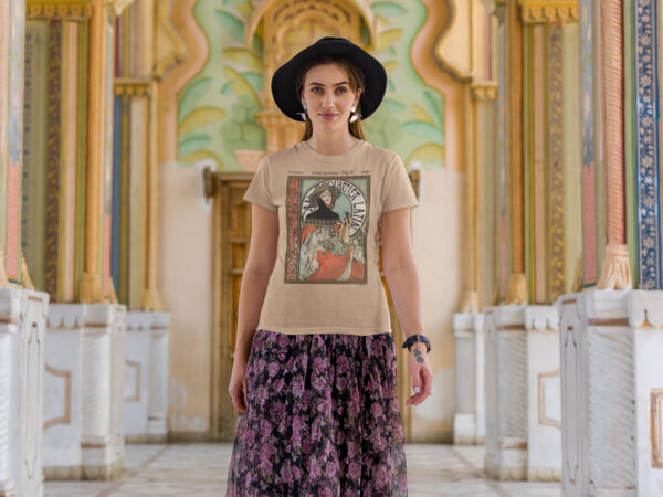 Premium Unisex Art T-Shirt of Au Quartier Latin Magazine 1898 Cover by Alphonse Mucha.