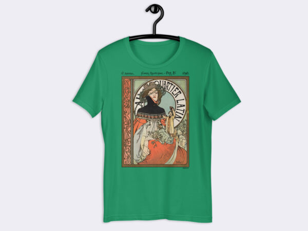 Premium Unisex Art T-Shirt of Au Quartier Latin Magazine 1898 Cover by Alphonse Mucha.