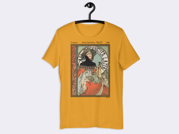 Premium Unisex Art T-Shirt of Au Quartier Latin Magazine 1898 Cover by Alphonse Mucha.