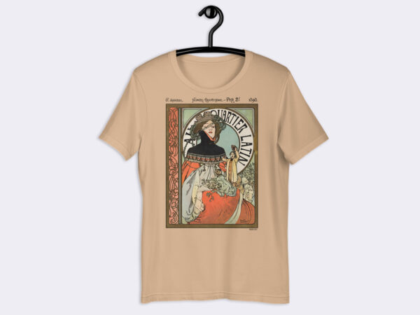 Premium Unisex Art T-Shirt of Au Quartier Latin Magazine 1898 Cover by Alphonse Mucha.