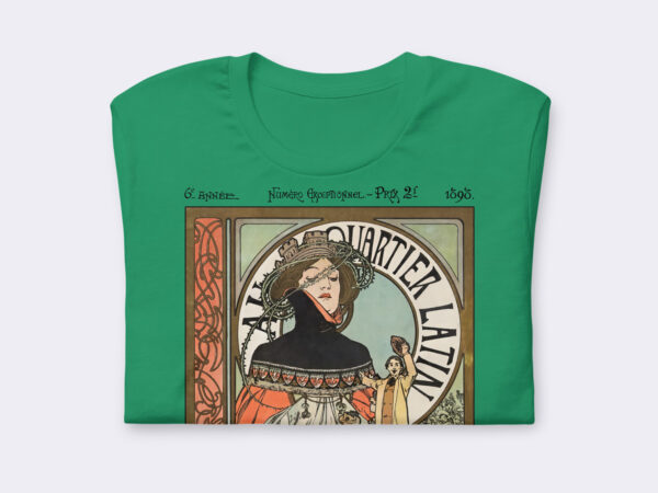 Premium Unisex Art T-Shirt of Au Quartier Latin Magazine 1898 Cover by Alphonse Mucha.