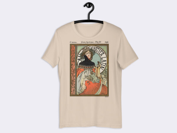 Premium Unisex Art T-Shirt of Au Quartier Latin Magazine 1898 Cover by Alphonse Mucha.