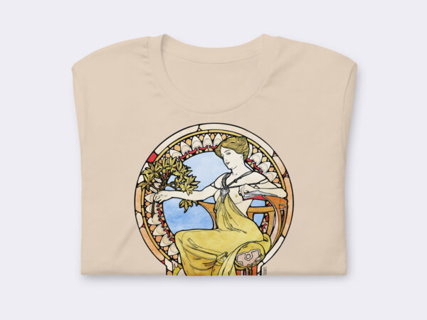 Premium Unisex Art Nouveau T-Shirt of Seated Woman (1901) by Alphonse Mucha.