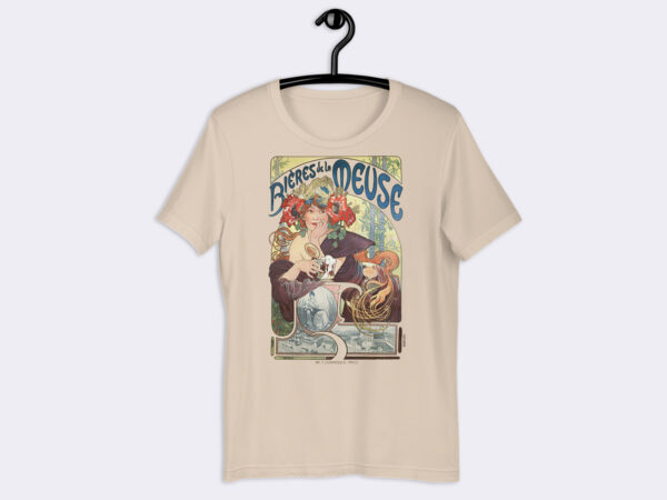 Premium Unisex Art Nouveau T-Shirt of Bieres de la Meuse (1897) by Alphonse Mucha.