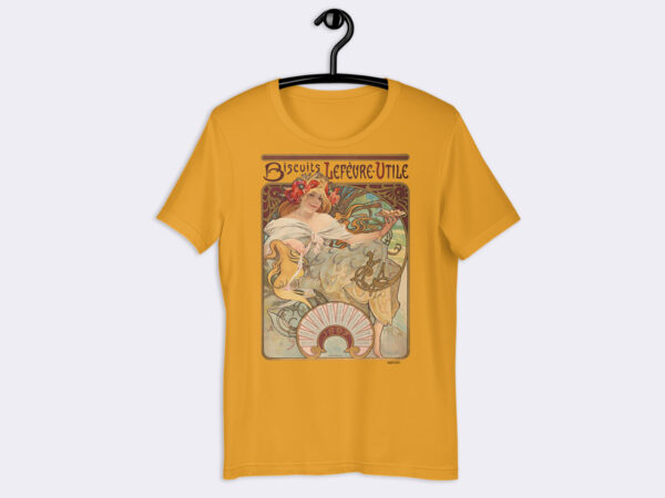 Premium Unisex Art Nouveau T-Shirt of Biscuits Lefevre-Utile (1897) by Alphonse Mucha.