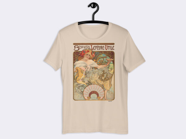 Premium Unisex Art Nouveau T-Shirt of Biscuits Lefevre-Utile (1897) by Alphonse Mucha.