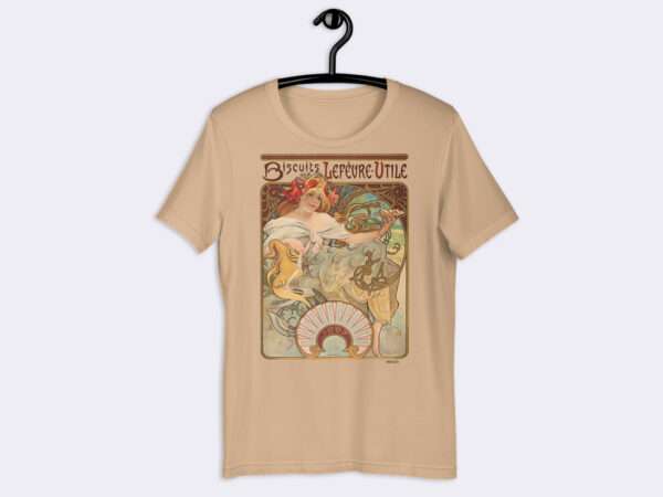 Premium Unisex Art Nouveau T-Shirt of Biscuits Lefevre-Utile (1897) by Alphonse Mucha.