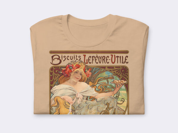 Premium Unisex Art Nouveau T-Shirt of Biscuits Lefevre-Utile (1897) by Alphonse Mucha.