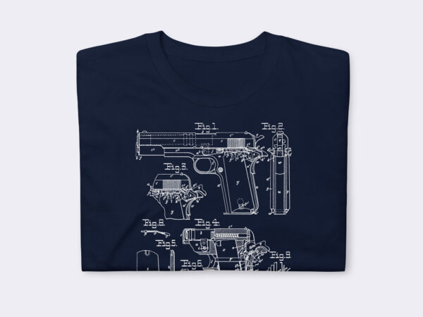 Unisex Art T-Shirt of Firearm 1913 Patent Blue Print.