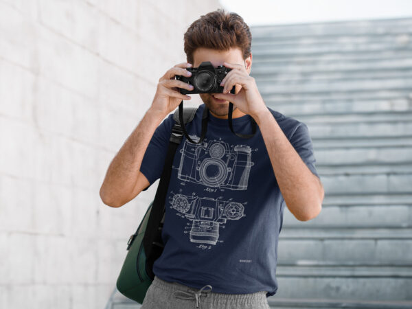 Unisex Art T-Shirt of Photographic Camera Patent Blue Print