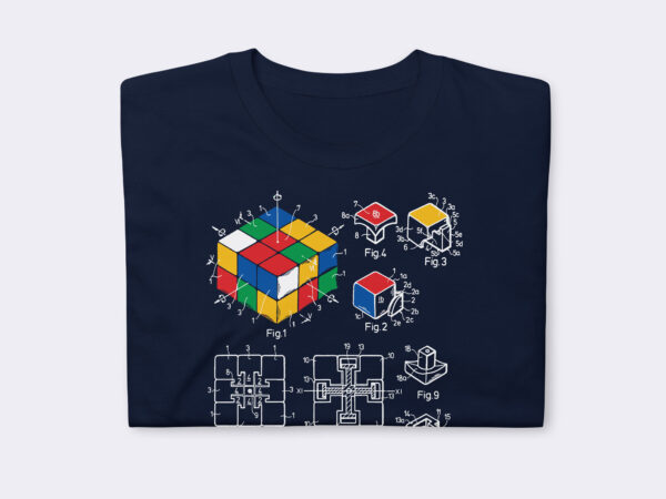 Unisex Art T-Shirt of Rubik Spatial Logic Toy Patent Blue Print